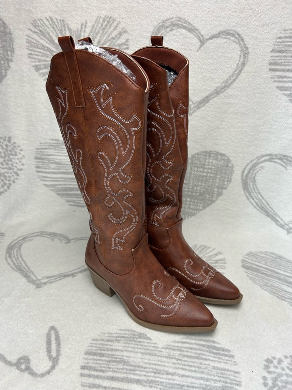 Classic Women's Brown Western Knee-High Boots Sz 5.5-6
